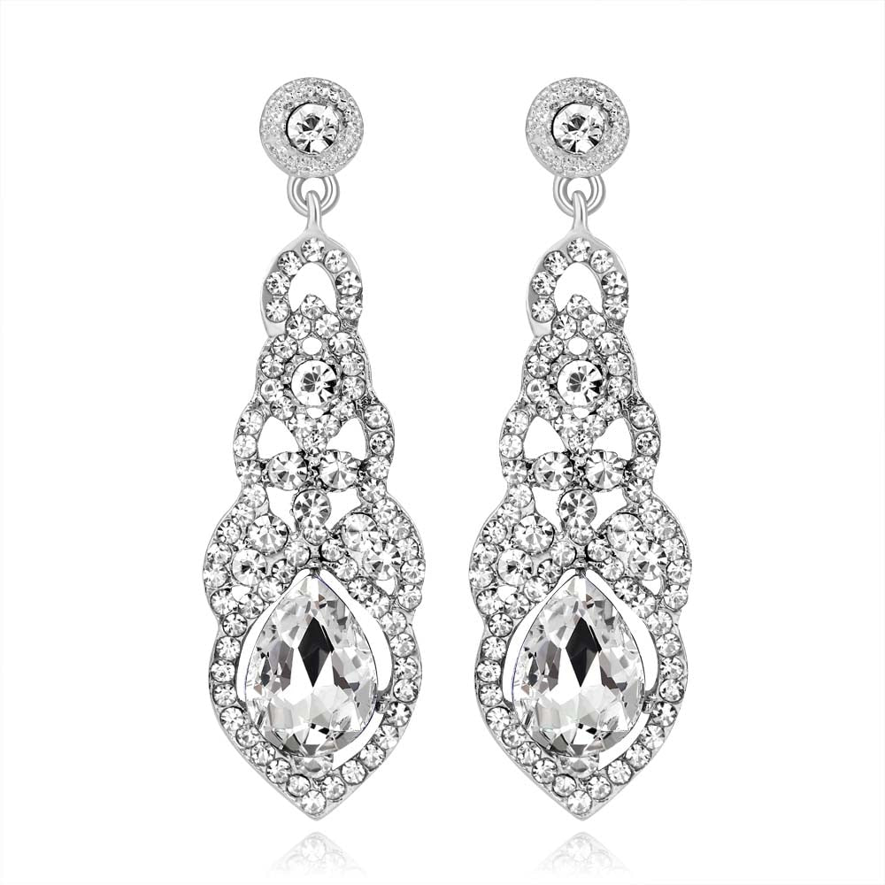 sengpan Champagne Crystal Earrings Gold Color Jewelry Fashion Female Bricons Wedding Long Big Drop Earrings For Women