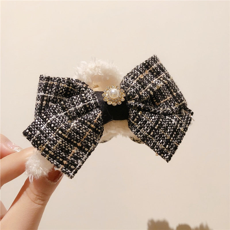 sengpan Big Hair Claw for Women Girl Plaid Bow Knot Clips Korean Handmade Fashion Head Accessories Mujer Wholesale