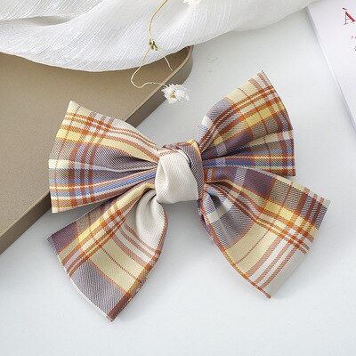 sengpan Women Girl Big Plaid Bow knot Tie Barrette Hair clips Hairpins Fashion Korean Lady Head wear Accessories Wholesale Gifts Party