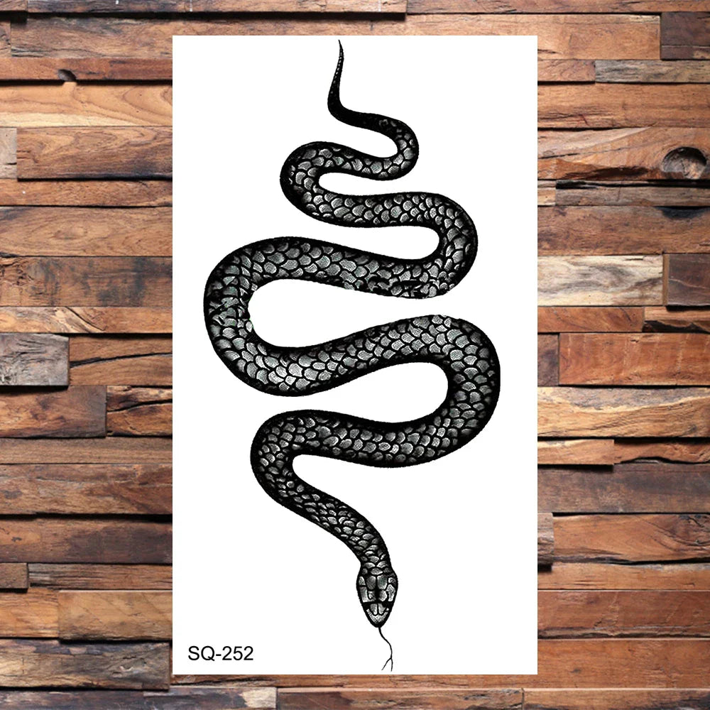 sengpan Black Star Snake Temporary Tattoos For Women Men Realistic Moon Serpent Waterproof Fake Tattoo Sticker Hand Neck Tatoos Small