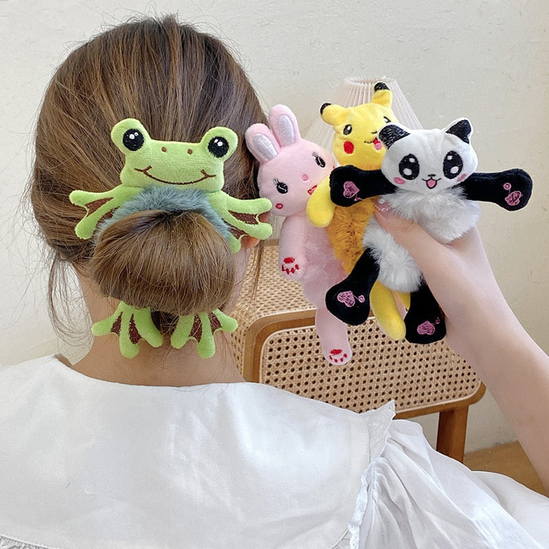 sengpan Christmas wishlist New cute girl plush bear frog hair rope fashion ladies girls elastic pompon hair band ponytail hair ring hair accessories gift