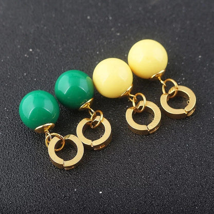 sengpan Potara earrings Cosplay Charm Earrings Yellow And Green Round Eardrop Earrings Jewelry For Women Girls Lovely Gift