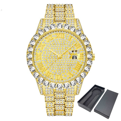 sengpan Disaster Prevention Jewelry Iced Out Watch Men Hip Hop Luxury Fully Bling Diamond Quartz Mens Watches Blue Face Waterproof AAA CZ Relojes