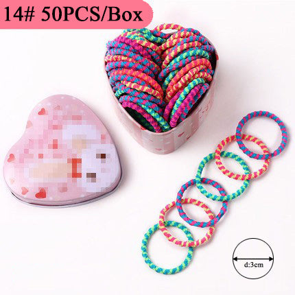 sengpan gifts for girls 50PCS/Box Mix 3CM Children's rubber band does not hurt hair girl hair ring female black baby Hairbead Hair tie girl  Korean cute