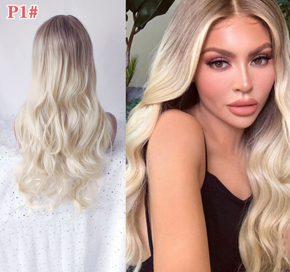 sengpan Ladies Blonde Synthetic Long Wavy Wig Grey Braided Wigs Cosplay Party Medium Length Perruque Synthetique Femme Peluca Fantasia