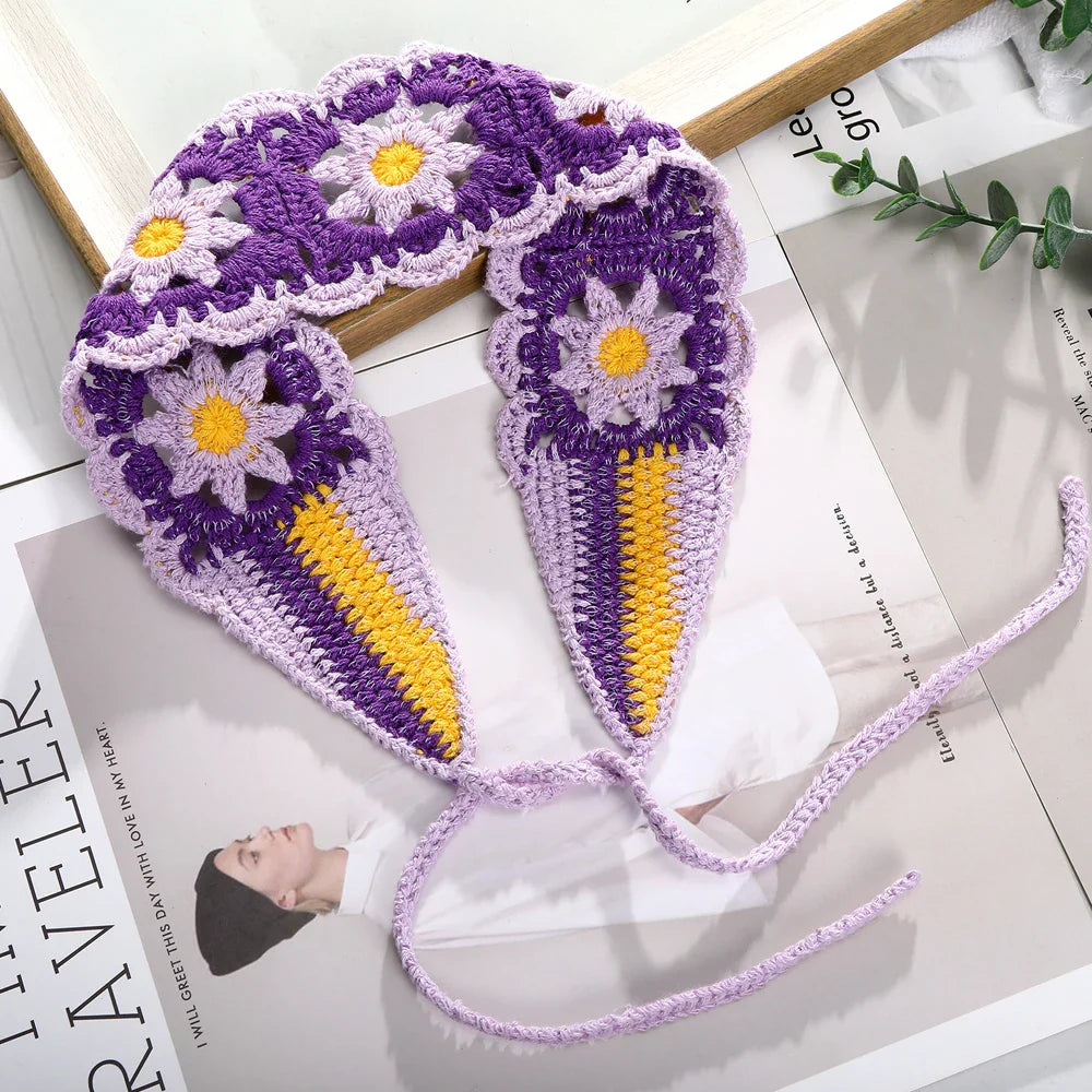 Lianfudai Haimeikang New Crochet Hair Band Women Scarf Solid Color Knitting Headbands Bandanas Wide Elastic Hairbands Fashion Accessories