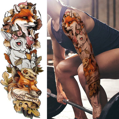 sengpan western jewelry for women Sexy Wolf Full Flower Arm Temporary Tattoo Stickers For Men Body Art Sleeve Tattoo Decals Girl Women Waterproof Tatoo Fox Legs