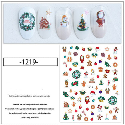 sengpan New Christmas Nail Slider Santa Elk Snowman  New Year Nail Design Big Size Full Cover Water Nail Transfer Cartoon Winter Decal