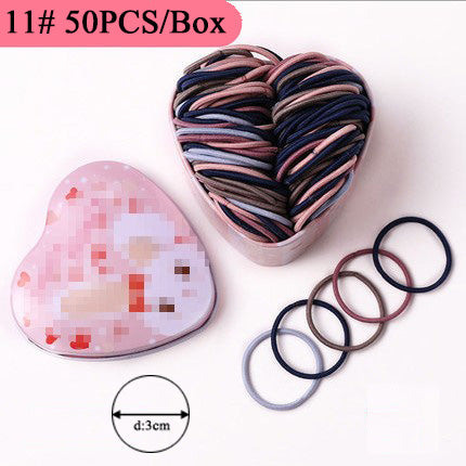 sengpan gifts for girls 50PCS/Box Mix 3CM Children's rubber band does not hurt hair girl hair ring female black baby Hairbead Hair tie girl  Korean cute