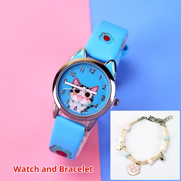 sengpan Christmas wishlist New Cute Cheese Cat Pattern Children Watches with Bracelet Quartz Analog Kids Watches For Girls Boys Ladies Clock Gift Relogio