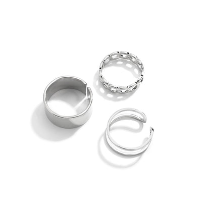 sengpan Fashion Circular Punk Silver Color Joint Rings Set for Women Opening Index Finger Accessories Hiphop/Rock Metal Ring