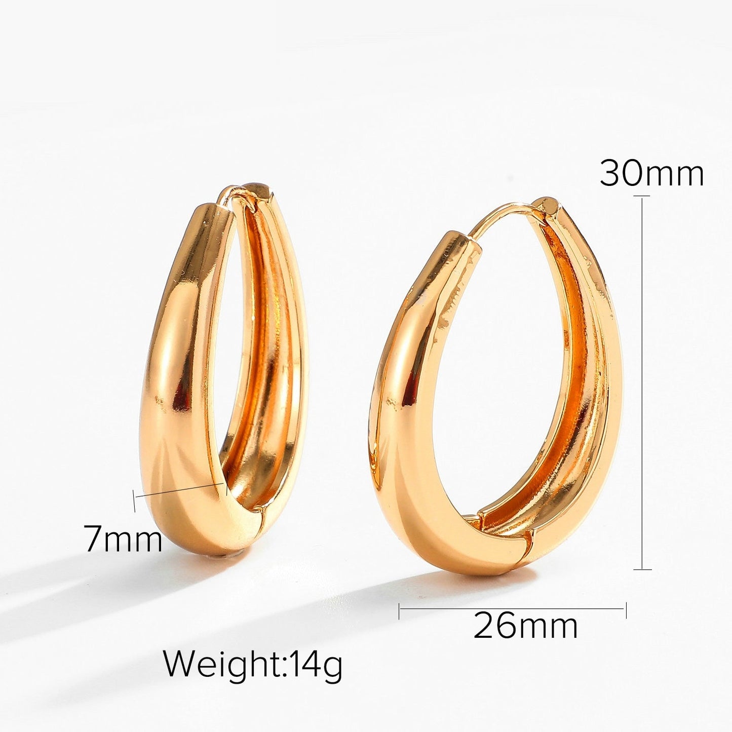 sengpan 22mm 29mm 50mm Huggie earrings Thick Gold Filled Brass Hoop Earrings Big large metal smooth earring Ladies Minimalist Jewelry