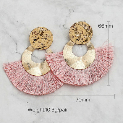 sengpan All kinds of tassel Earrings for women Triangle Sector Flower Multilayer spike fringed Earrings