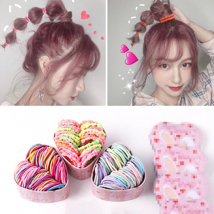 sengpan gifts for girls 50PCS/Box Mix 3CM Children's rubber band does not hurt hair girl hair ring female black baby Hairbead Hair tie girl  Korean cute