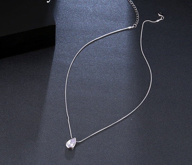 sengpan New Arrival Delicate White Color Waterdrop Shape Necklace For Women Fashion Jewelry Simplicity Style Charming Ornament