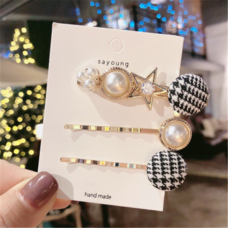 sengpan Christmas gifts for her Hair Grip Clip Sets Hairpin For Women Girl Rhinestone Pearl Geometric Korean Handmade Fashion Head Accessories Mujer