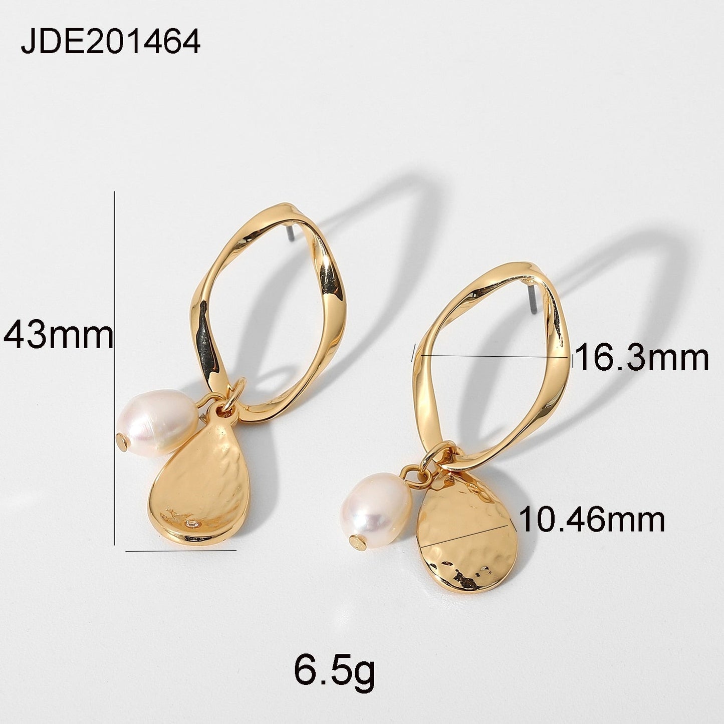 sengpan Gold Color Waterdrop Disc Freshwater Pearl Pendant Earrings For Women Summer Earrings Jewelry Accessories