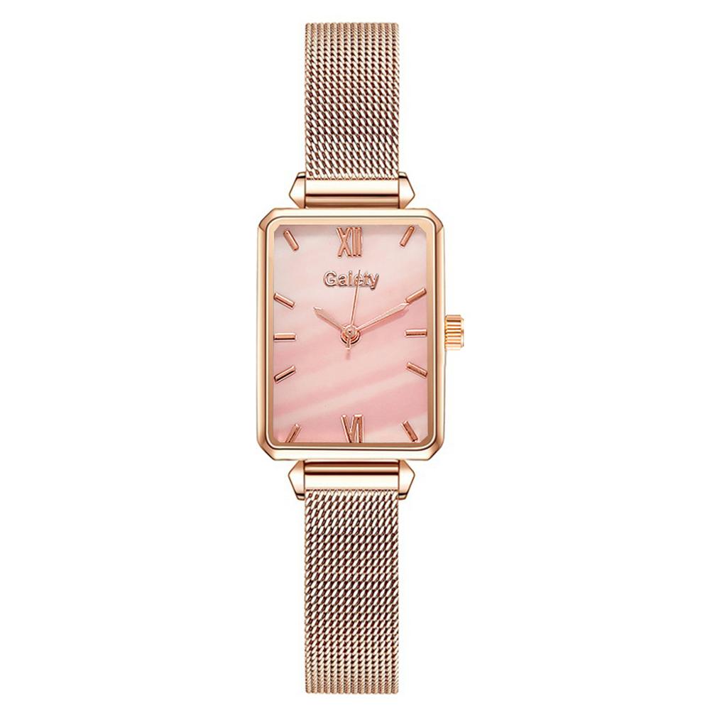 sengpan Christmas wishlist  Gaiety Brand Women Watches Fashion Square Ladies Quartz Watch Bracelet Set Green Dial Simple Rose Gold Mesh Luxury Women Watches