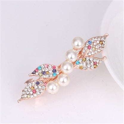 sengpan Barrette For Women Girl Rhinestone Crystal Pearl Big Hair Clip Hairpin Flower Floral Leaf Head Accessories Wholesale