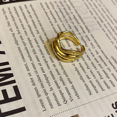 sengpan Vintage Ring For Women Gold Ring Open Ring Simple Temperament Versatile Personality Jewelry New Fashion Ins wind