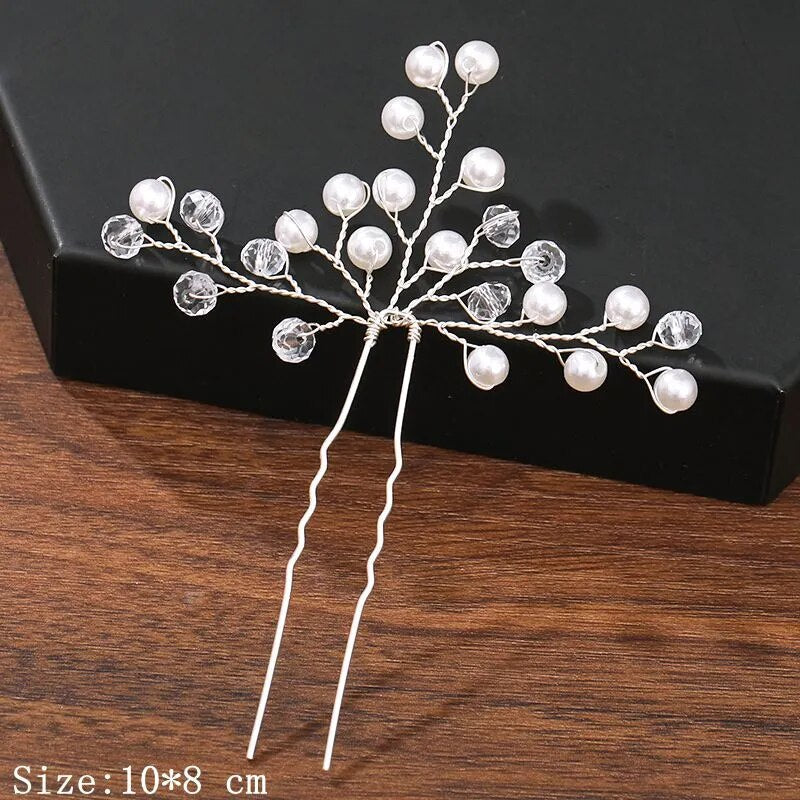 sengpan - Hair Pins Hair Accessories For Women Wedding Accessories Hair Clips Jewelry Pearl Rhinestone Flower Hair Clip Pins Headpiece