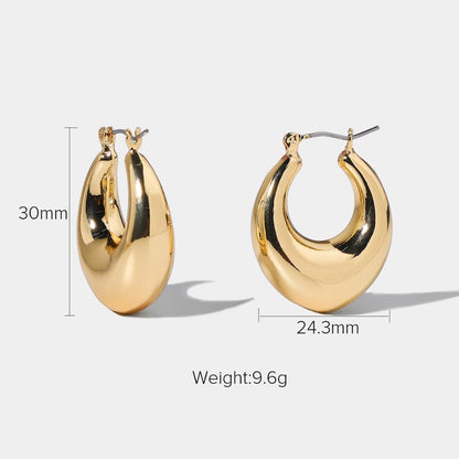 sengpan Classic Statement Brass Hoop Earrings For Women High Polished Geometric Chunky Circle Earrings Jewelry Gifts