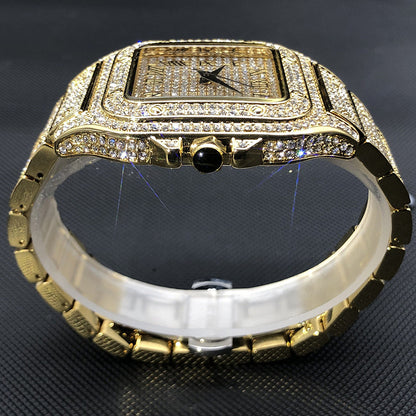 sengpan jewelry for men hot sale new Iced Out Square Men Watches Top Brand Luxury Full Diamond Hip Hop Watch Fashion Unltra Thin Wristwatch Male Jewelry