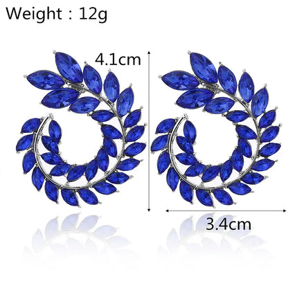 Lianfudai 10 Colors Rhinestone Statement Earrings 2024 Geometric  Big Round Stud Earrings For Women Crystal Luxury Wedding Gift