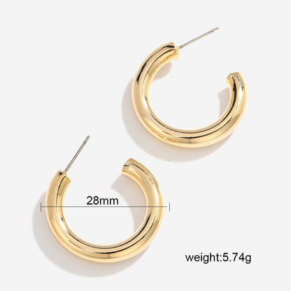 sengpan 22mm 29mm 50mm Huggie earrings Thick Gold Filled Brass Hoop Earrings Big large metal smooth earring Ladies Minimalist Jewelry