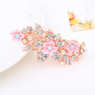 sengpan Barrette For Women Girl Rhinestone Crystal Big Hair Clip Hairpin Rose Peacock Flower Floral Head Accessories Wholesale