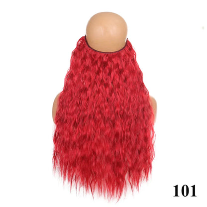 sengpan Synthetic 24inch Invisible Hair Wire Without No Clip Hair Extension Fishing Line Wig Wavy Hair Female False Hair Piece