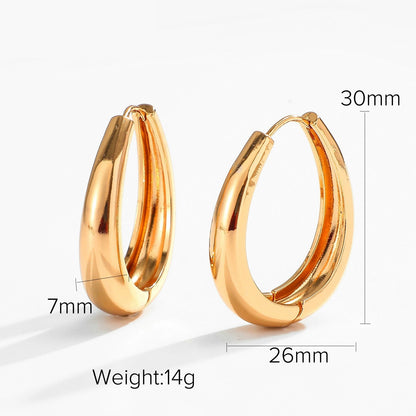 sengpan INS Gold Color Brass Hoop Huggies Earrings Small Large Circle Hoops CC Shape Statement Earrings Women Girls Unique Metal Jewelry