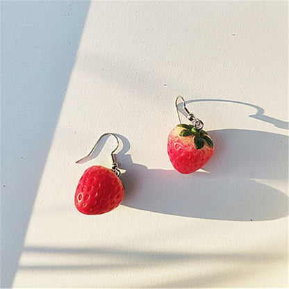 sengpan Stereo Simulation Red Strawberry Dangle Earring New Fruit Strawberry Earring Female Lovely Sweet Girl for Women Jewelry Gifts