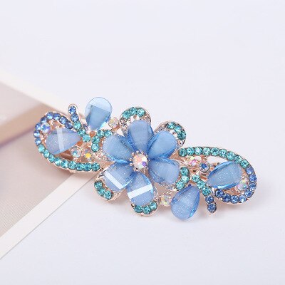 sengpan Barrette For Women Girl Rhinestone Crystal Big Hair Clip Hairpin Rose Peacock Flower Floral Head Accessories Wholesale