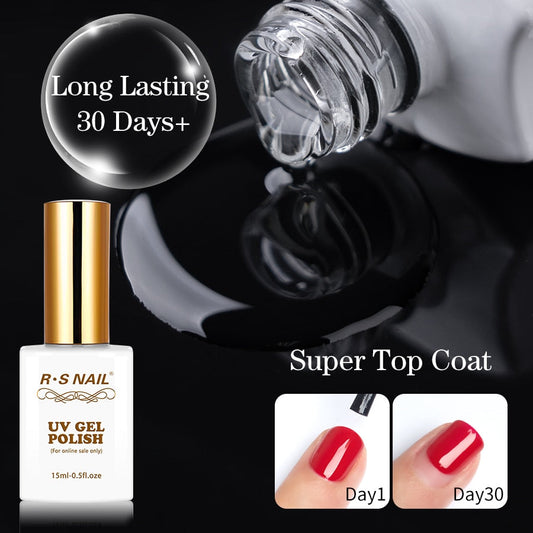 sengpan Top Coat- 15ML No Wipe Top Coat Gel Nail Polish High Gloss Shine Finish Long Lasting Home DIY Professional Manicure