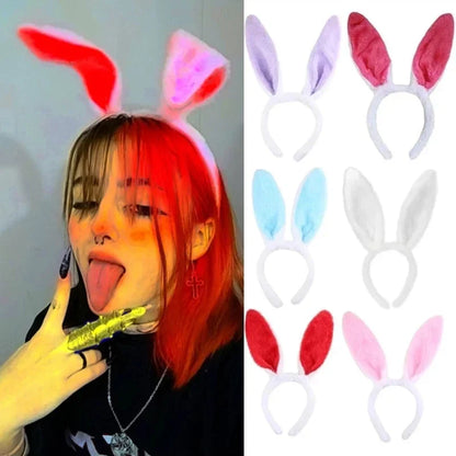 sengpan Cute Fluffy Rabbit Ears Hairbands for Women Halloween Easter Anime Cosplay Hair Hoop Headwear Headband Hair Accessories