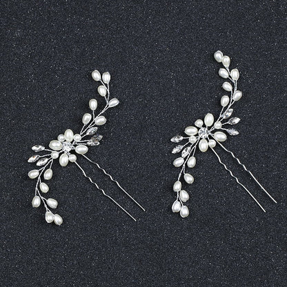 Lkblock AiliBride 2 pcs Wedding Pearl Hair pins Hair Accessories Women Bridal Headpiece Handmade Hair Jewelry