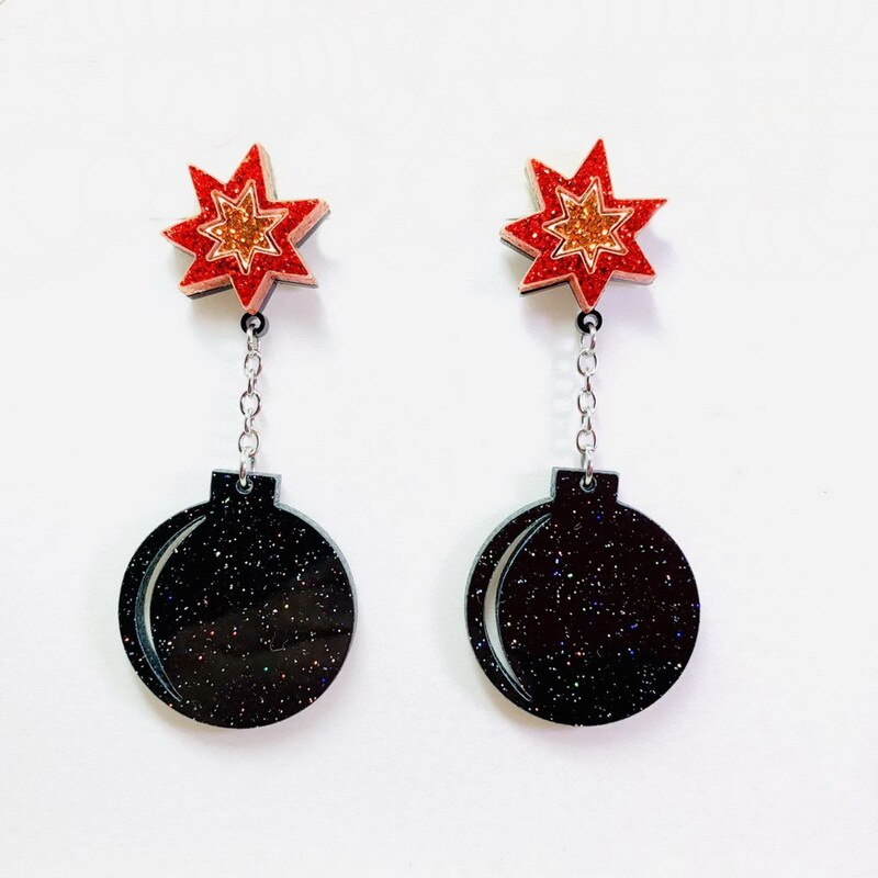 sengpan Christmas decor ideas Women Drop Dangle Earrings Weird Big Long Punk Hip Hop Cute Moon Star Cat Cерьгиc Cережки Pendients Kolczyki ピアス Fashion Jewelry