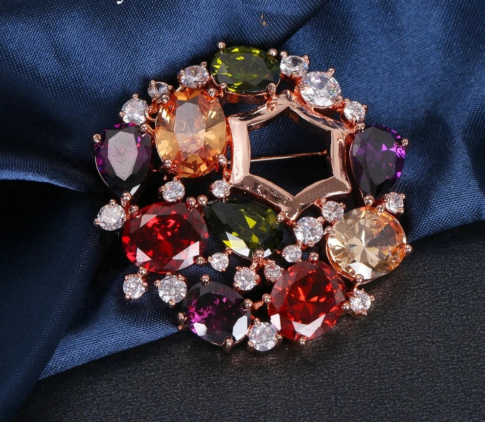 sengpan - Fascinating Design Different Geometry Shape Cubic Zircon Rose Gold Brooch For Women Elegant Jewelry In Wedding Party