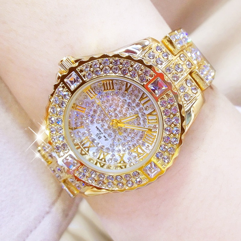 sengpan Women Watches Diamond Gold Watch Ladies Wrist Watches Luxury Brand Rhinestone Women's Bracelet Watches Female Relogio Feminino