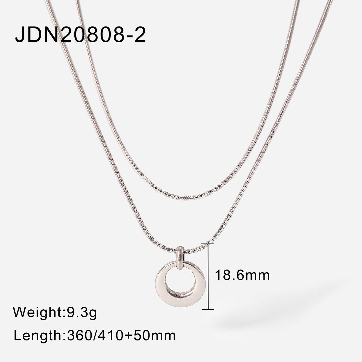 sengpan Fashion New Trendy 14K Plated Stainless Steel Jewelry Gift Double Layer Round Hollow Pendant Necklace for Women