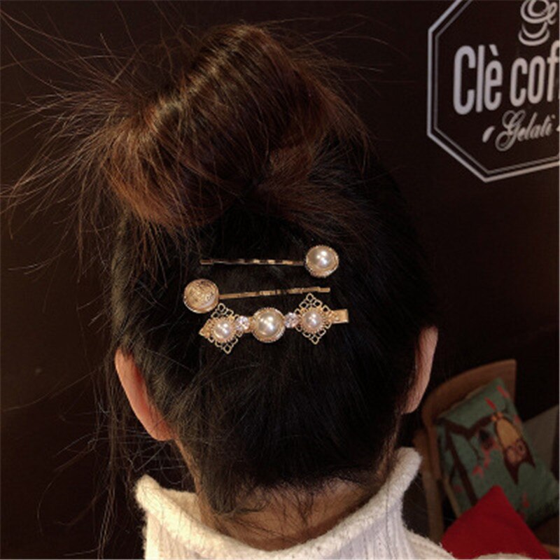 sengpan Christmas gifts for her Hair Grip Clip Sets Hairpin For Women Girl Rhinestone Pearl Geometric Korean Handmade Fashion Head Accessories Mujer