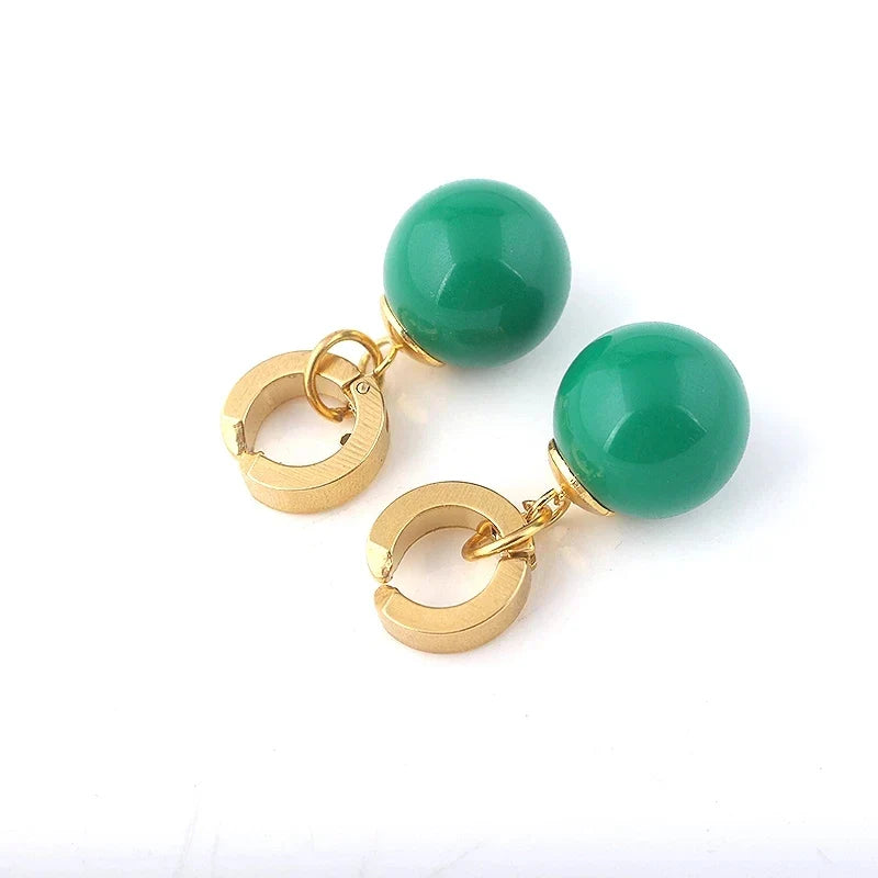 sengpan Potara earrings Cosplay Charm Earrings Yellow And Green Round Eardrop Earrings Jewelry For Women Girls Lovely Gift