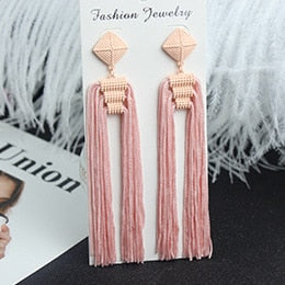 sengpan Long Tassel Earrings Fashion Jewelry Bohemia Statement Summer Dangle Aesthetic Earrings for Women Accessories Korean Style