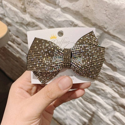 sengpan Barrette for Women Girl Rhinestone Crystal Big Bow Knot Hair Clip Hairpin Geometric Accessories Wholesale