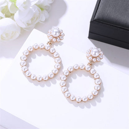 sengpan Gold Color Bridal Drop Earrings Simulated Pearl Crystal Statement Earrings for Women Wedding Party Jewelry Gift