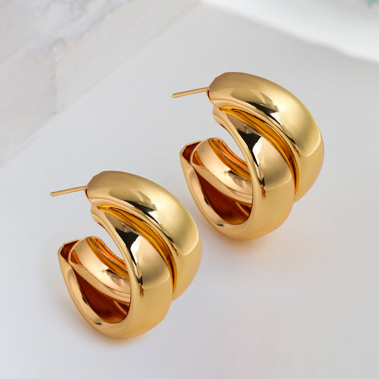 sengpan Fashion Round Circle Geometric Hoop Earrings for Women Vintage Gold Color Wedding Party Statement Earrings Jewelry