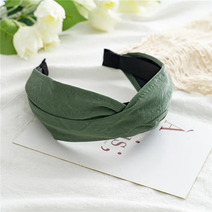 Lianfudai 2024 Non-slip Resilience Retro Suede Solid Wide Headband Hair Band Hoop Bezel Women Girls Hairbands Hair Accessories Headwe