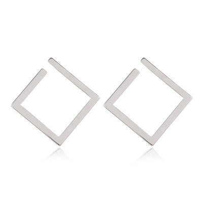 sengpan Minimalist Square Earrings Irregular Stud Earrings New Exaggerated Cold Wind Fashion Earring for Women Opening Accessories