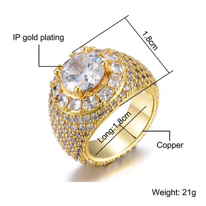 sengpan Hip Hop Bling Iced Out Baguette Big Clustered Band Cubic Zircon Rings Tready Copper Zirconia Ring For Men Jewelry